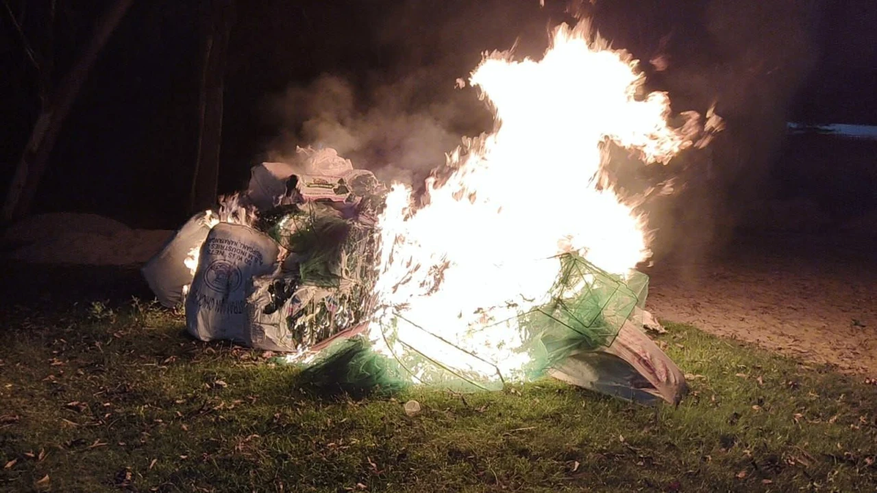 উল্লাপাড়ায় রাতে  ২৭০ পিচ নিষিদ্ধ চায়না দুয়ারী  পুড়িয়ে ধংস