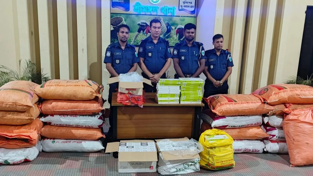 শ্রীমঙ্গলে ভারতীয় পন্য এস এ পরিবহন থেকে উদ্ধার