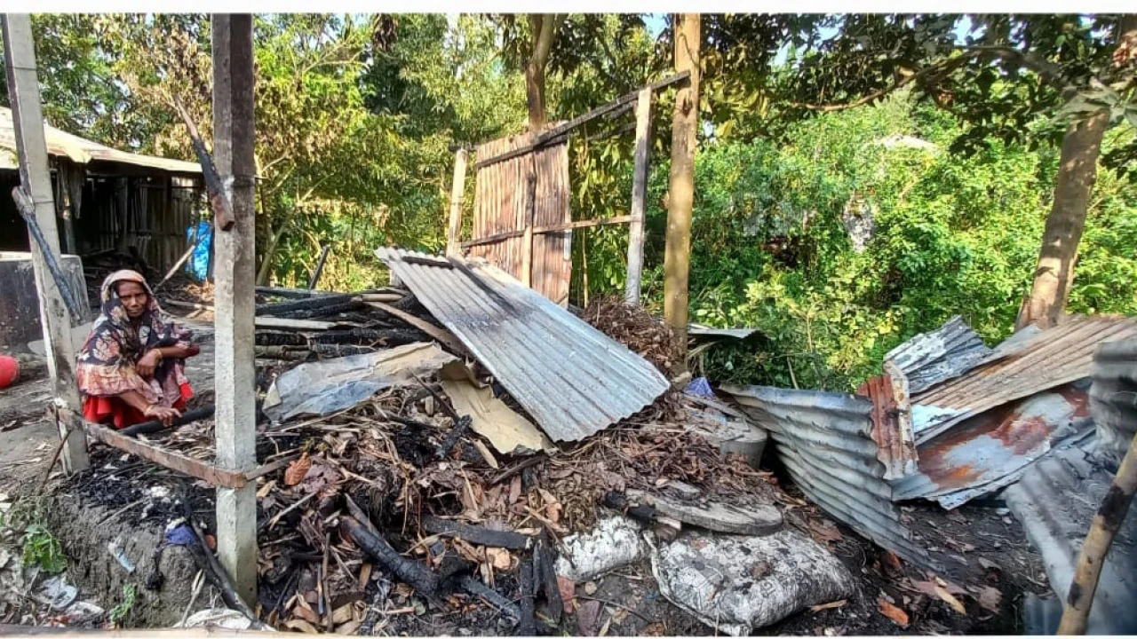 উল্লাপাড়ায় আগুনে গরীব কৃষক পরিবার পিতা - পুত্রের ক্ষতি
