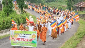 সাজেকে বনানি বন বিহারে বুদ্ধ পূর্ণিমা উপলক্ষে  মঙ্গল শোভাযাত্রা