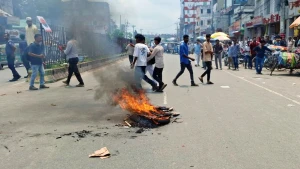 নোয়াখালীর মাইজদীতে ছাত্রদলের পদবঞ্চিতদের সড়ক অবরোধ, বিক্ষোভ ও অগ্নিসংযোগ