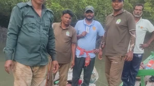 সুন্দরবনে বন বিভাগের অভিযান অবৈধ ভেষাল জাল সহ নৌকা জব্দ