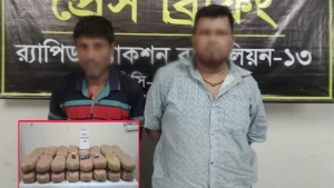 কুমিল্লা থেকে ঠাকুরগাঁওয়ে গাঁজা সরবারাহের সময় ২ মাদক কারবারি গ্রেপ্তার