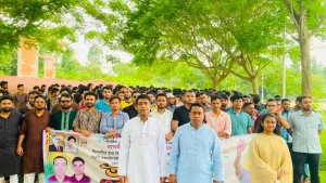 নবগঠিত কুবি ছাত্রদলকে স্বাগত জানিয়ে আনন্দ মিছিল, শহিদ মিনারে পুষ্পস্তবক অর্পণ